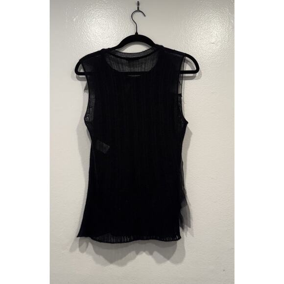 Nina Ricci Black Cashmere Silk Knit Tank Women’s Size Large Fringe Whimsigoth - Picture 4 of 11